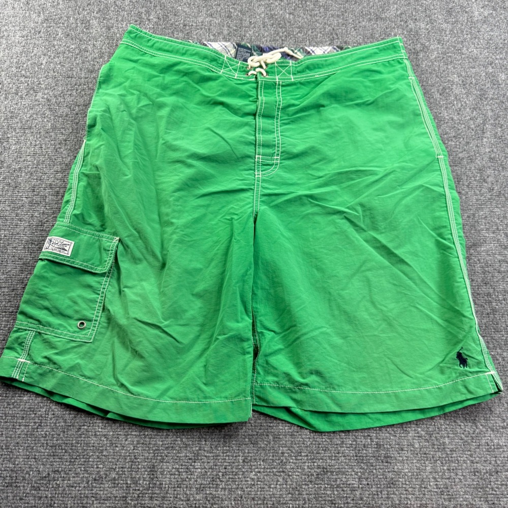 Polo Ralph Lauren Swim Trunks XL Green Cargo Pocket Board Shorts Mens